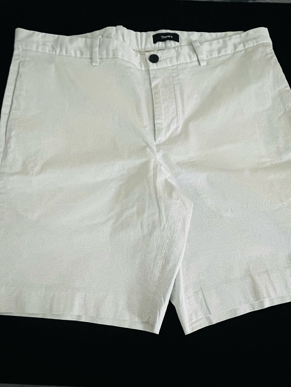 Theory Men's White Seersucker Flat Front Shorts